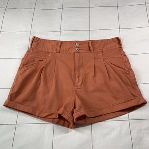 Anthropologie Pilcro Shorts Womens 32 Coral High Rise Pleated Casual Comfort